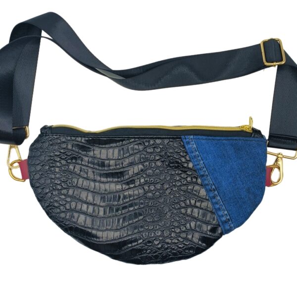 sac banane artisanale en simili cuir et textile imprimé leopard tendance et pratique