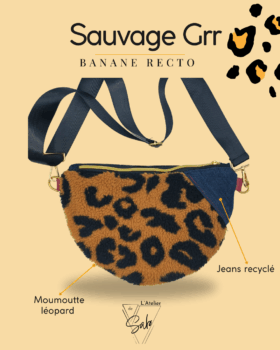 sac banane léopard pièce unique fabriqué à la main