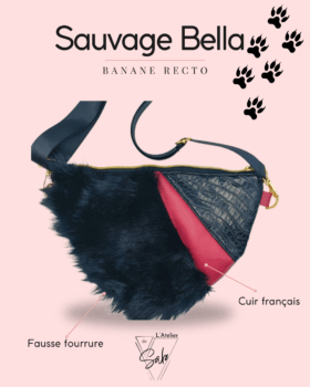 Banane grande taille en fausse fourrure noire